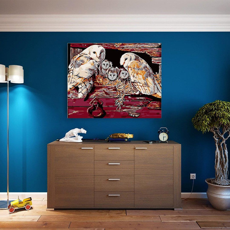 Rodzina sów Obraz Do Malowania Po Numerach