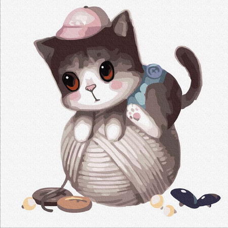 Tęskniący kotek 30x30cm Malowanie po numerach