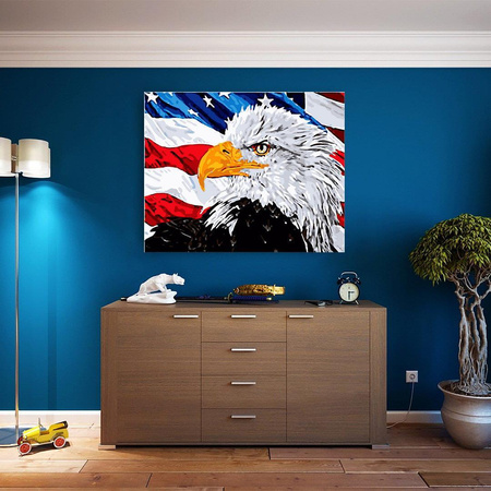 Orzeł Bielik Amerykański Z Flagą Obraz Do Malowania Po Numerach