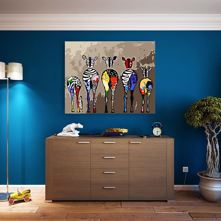 Zebry stojące do tyłu Obraz Do Malowania Po Numerach