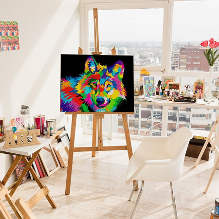 Portret tęczowego wilka Obraz Do Malowania Po Numerach
