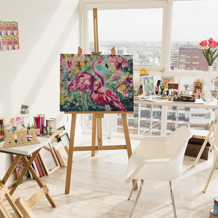 Flamingi w kwiatach Obraz Do Malowania Po Numerach