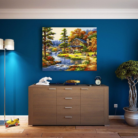 Leśny Domek Nad Rzeką Malowanie Po Numerach