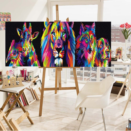Kolorowe zwierzęta Malowanie po numerach 40x150 cm